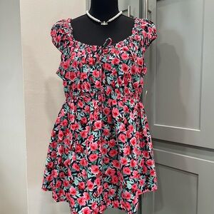 Old Navy Pink and Green Floral Maternity Dress